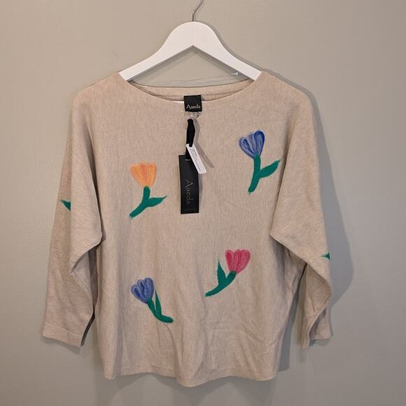 Aaeda Sweater Tulip Wool Felted Dolman Sleeve Spring Fall Layer - Size S - Picture 1 of 6